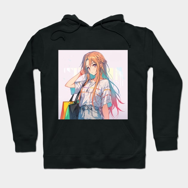 asuna shopping Hoodie by WabiSabi Wonders